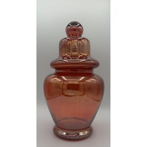 Vintage Large Shimmery Orange‎ Red Glass Apothecary Jar MCM HTF